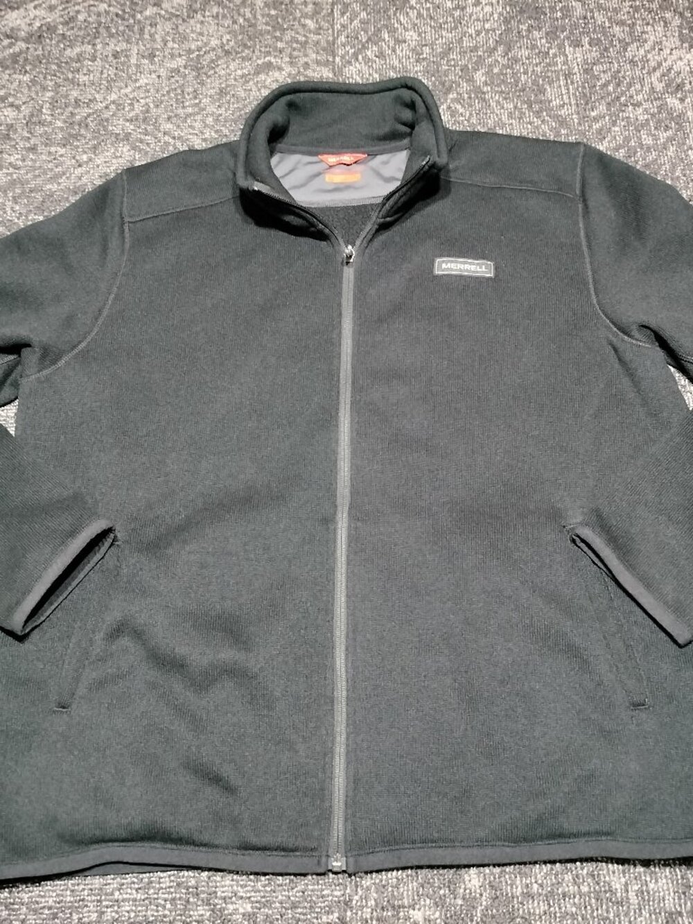 Merrell Mens Full Zip Fleece Jacket Black XL Zip Pockets Outdoor Hiking NWOT